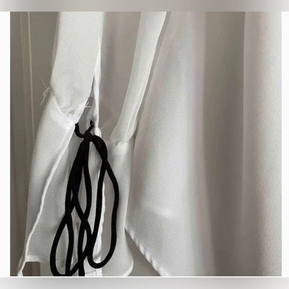 Zara Basic Sheer White Button Down Detail Sleeves… - image 6